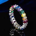 Colorful Iced Out Cubic Zirconia Tennis Ring Silver Jewelry Band Ring for Women
