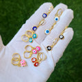 EM1275 Fashion Dainty Gold Multicolor Women Enamel Rainbow Evil Eyes Huggie Hoop Earring for Ladies