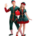 European and American Style Christmas Clown Costume Green Male Female Couple Stage Costume Includes Suits Dresses for Parties