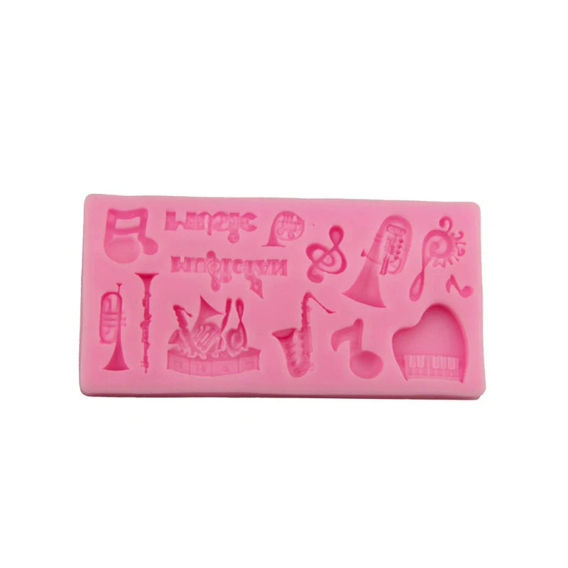 D-0298 Music Symbol Musical Instrument Saxophone Trumpet Silicone Mold DIY Baking Cake Fondant Decoration Tool