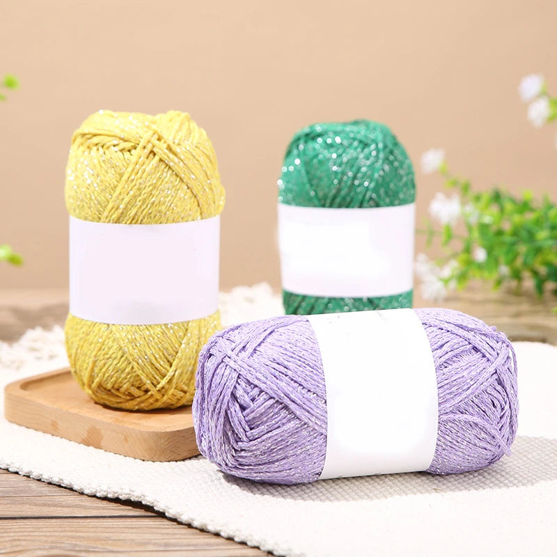 Wholesale New Silver Hollow Cotton Yarn for Diy Hand Knitting Bag Hat Textile