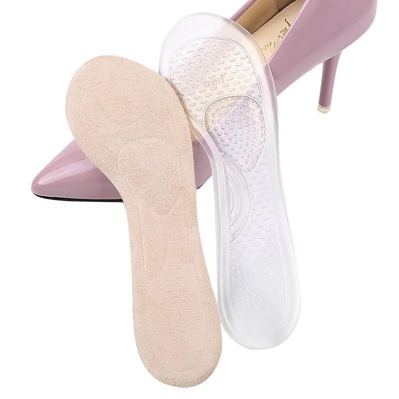 Gel Anti-Slip High Heel Shoe Insoles Soft Velvet Comfortable 3/4 Silicone Pads Anti-Slip Adhesive Shoe Inserts