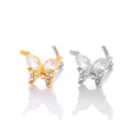 HENGSEN Stainless Steel L Stick Nose Piercing Jewelry Marquise Cubic Zirconia Butterfly Nose Stud for Women 701-7#