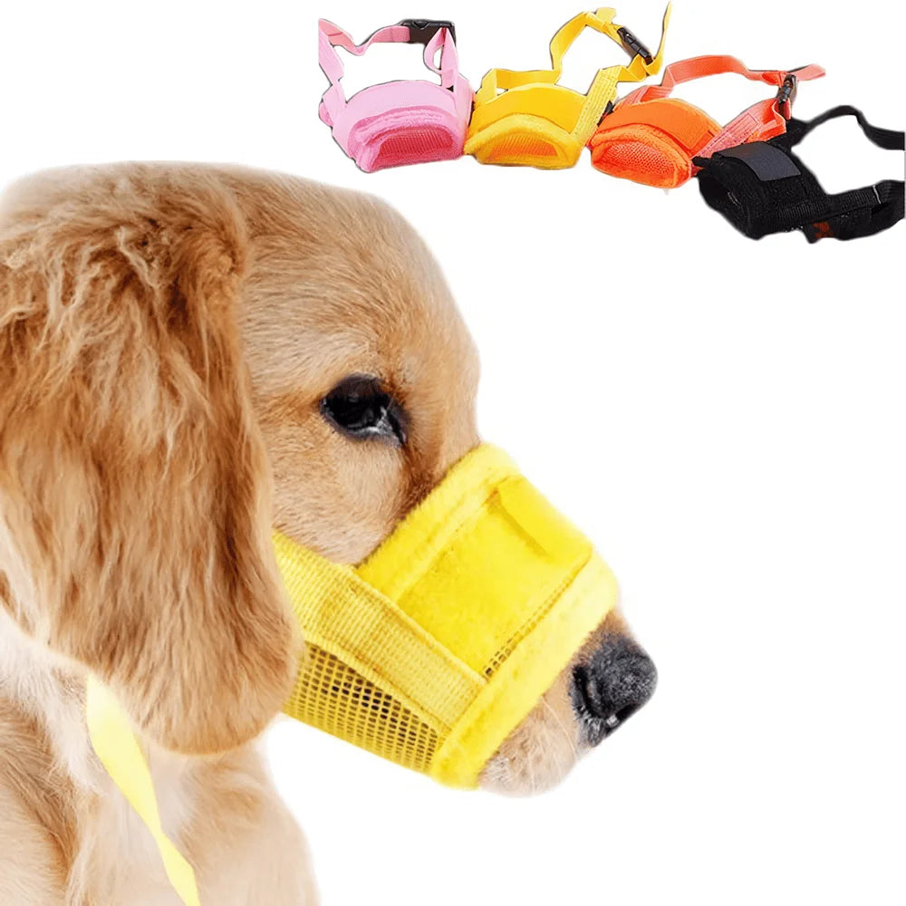 Adjustable Biting Bark Chewing Pet Muzzle Breathable Drinkable Large Medium Pitbull Soft Nylon Muzzles For Dogs Pig Short Snout