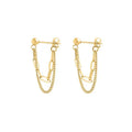 Jietao 18K Gold Plated Tassel Link Chain Drop Earrings Women's Stainless Steel Jewelry Geometric Zircon Classic Style Wholesale