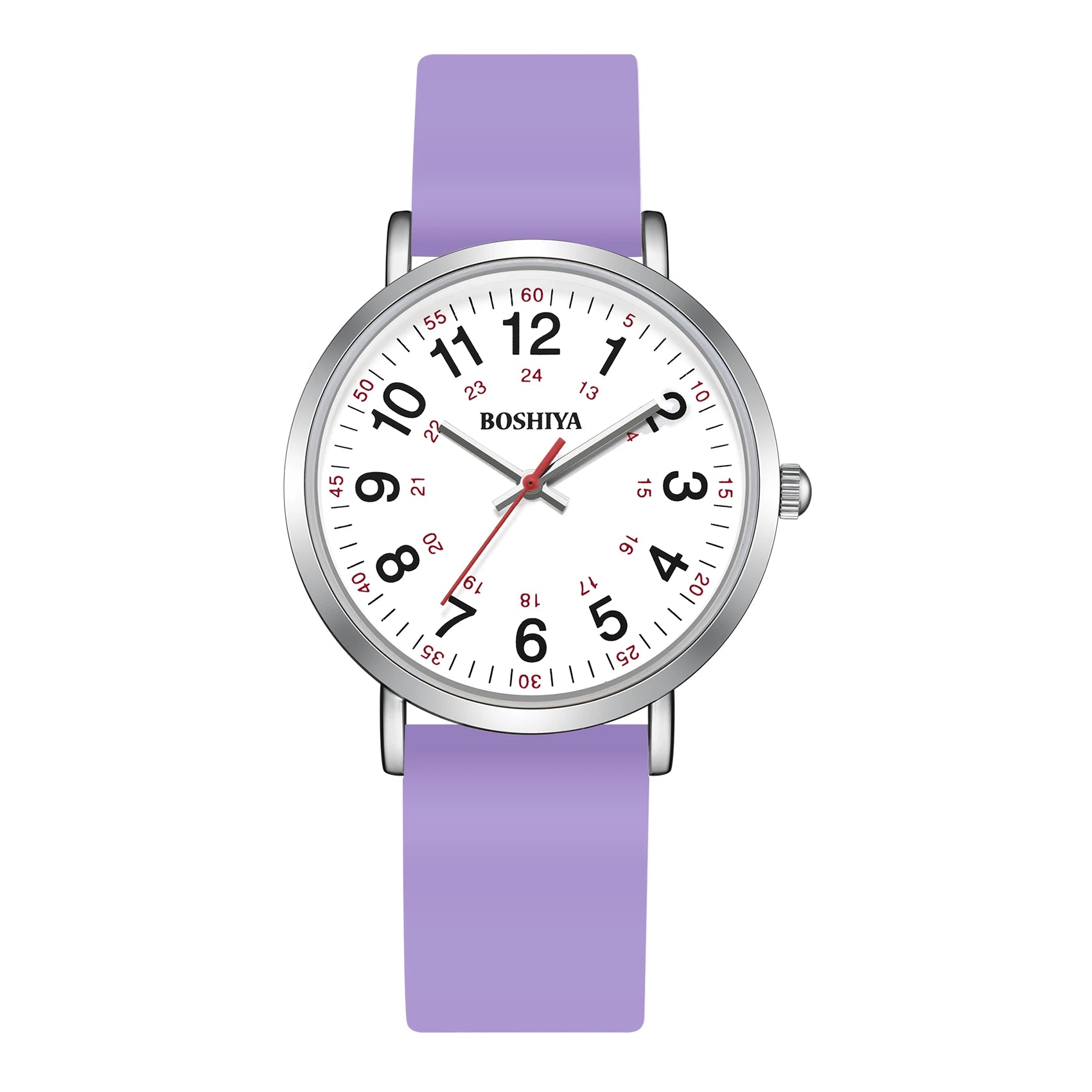Women's Quartz Wristwatch with Easy-to-Read Dial 24 Hour Second Hand Water Resistant Silicone Band for Nurses