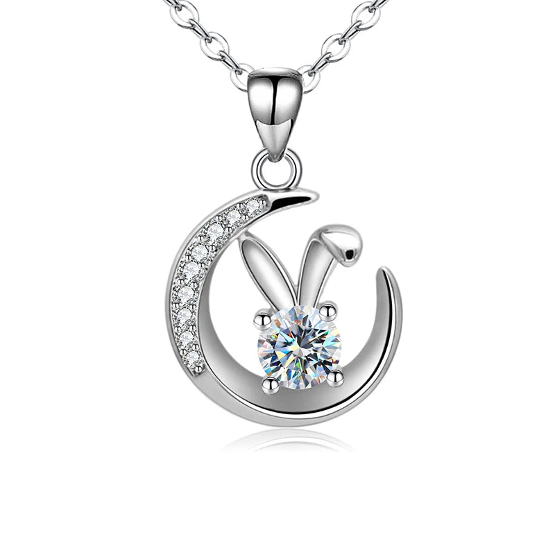 Wholesale Moissanite Jewelry Moissanite Cute Rabbit Design Necklace for Women 925 Sterling Silver for Women Wedding Engagement