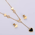 Risingmoon 316L Stainless Steel Earrings 18K Gold Necklace Earrings Necklace Heart Jewelry Sets for Women