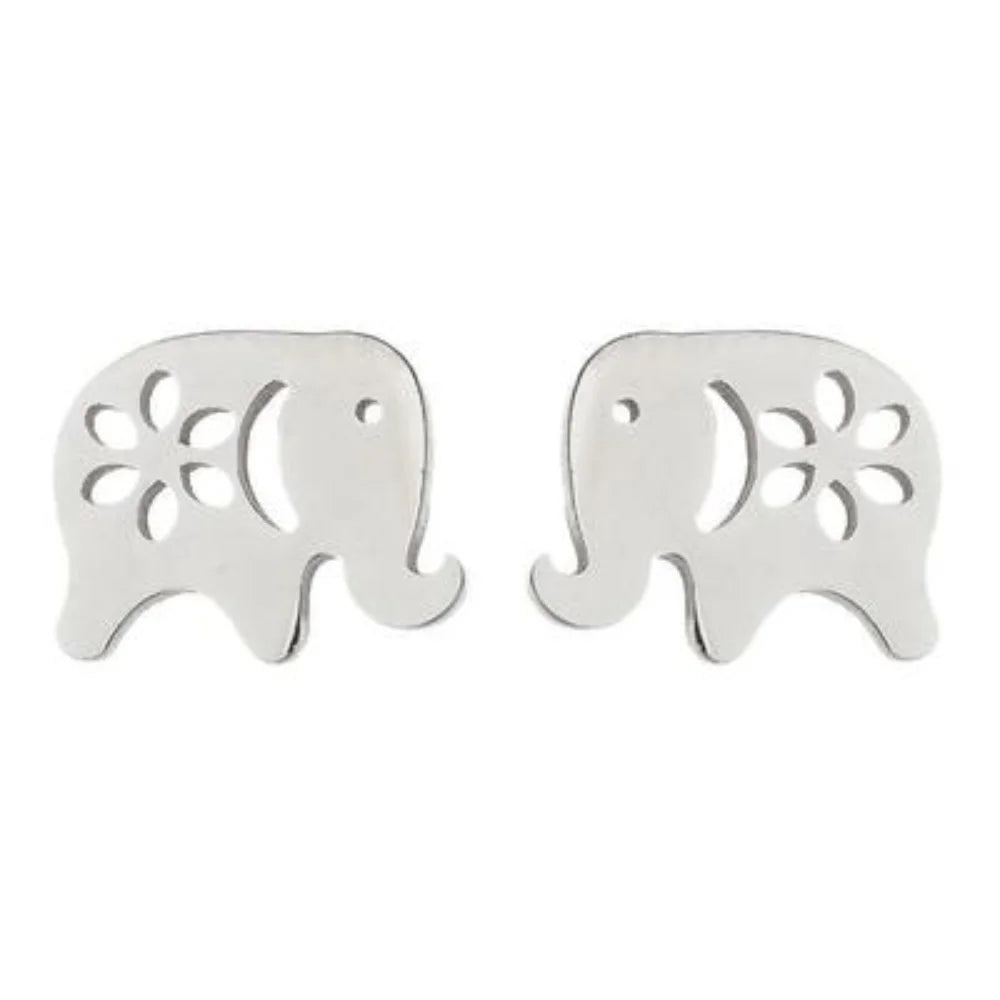 Tiny Elephant Charm Stainless Steel Stud Earrings Jewelry Earring