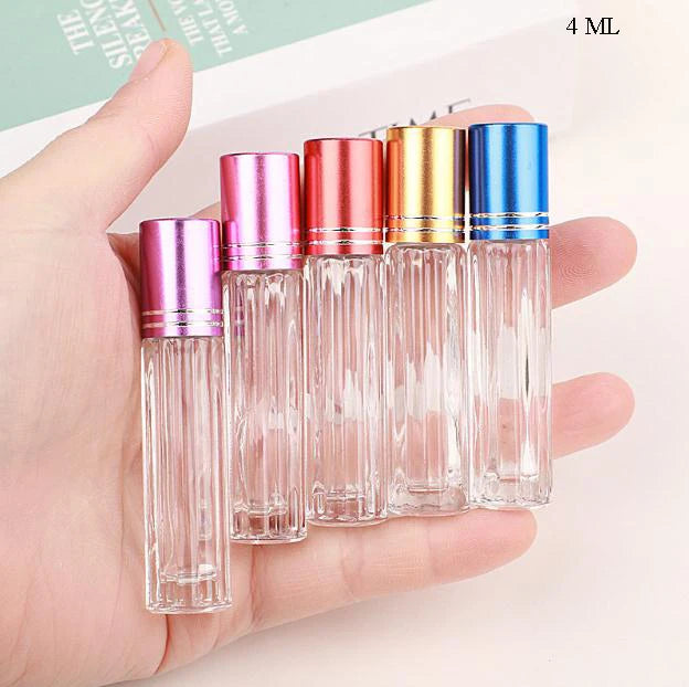 10ml 15ml Transparent Refillable Glass Essential Oil Roll on Bottle with Steel Roller Ball
