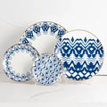 Fancy 12 Inch Blue with Gold Rim  Bone China Dinner Set Ceramic Plates for Home Wedding