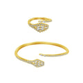 New Arrival Luxury Wedding Engagement Anniversary Gift Cubic Zirconia Open Bracelet and Ring Jewelry Set for Women