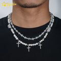 Pass Diamond Tester 925 Silver Hip Hop Jewelry Iced Out VVS Moissanite Pearl Necklace Cross Pendant Tennis Chain Necklace