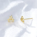 Delicate Shiny Jewelry Psj Brass 18k Gold Plated Cubic Zircon Three Star Stud Earrings for Women Girls