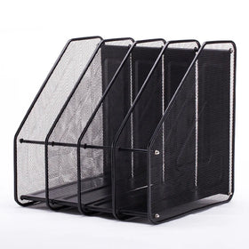 4 Grid File Folder Racks Metal Wire Mesh Storage Holder File Magazine Newspaper Holder 4 Tier Magazine Frame for Office