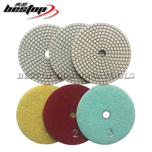 4 Inch D100mm 3-Step Round Stone Abrasive Polishing Pads Customizable OEM Diamond Tools for Sanding Granite and Marble Floors