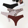 Sexy Leopard Print Thin Band Low Waist Yoga Thong Seamless Women G String Ice Silk Underwear Thongs