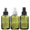 125ml Flat Sloping Shoulder Green Color Serum Hair Essential Oil Amber Pump Glass Spray Bottle Black Dropper Set