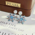 Stylish New 6-7mm Natural Freshwater Pearl Snowflake Earrings Beautiful High Quality Jewelry for Girls