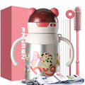 Cute Stainless Steel Water Bottle School Children 380ml Leak-Proof Insulated Flasks Straw Handle Kids Insulated Water Bottles