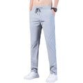 Men Fast Dry Stretch Pants Ice Silk Trousers Solid Color Mid-Waist Loose Breathable Straight-Leg Casual Pants Thin Sports Pants