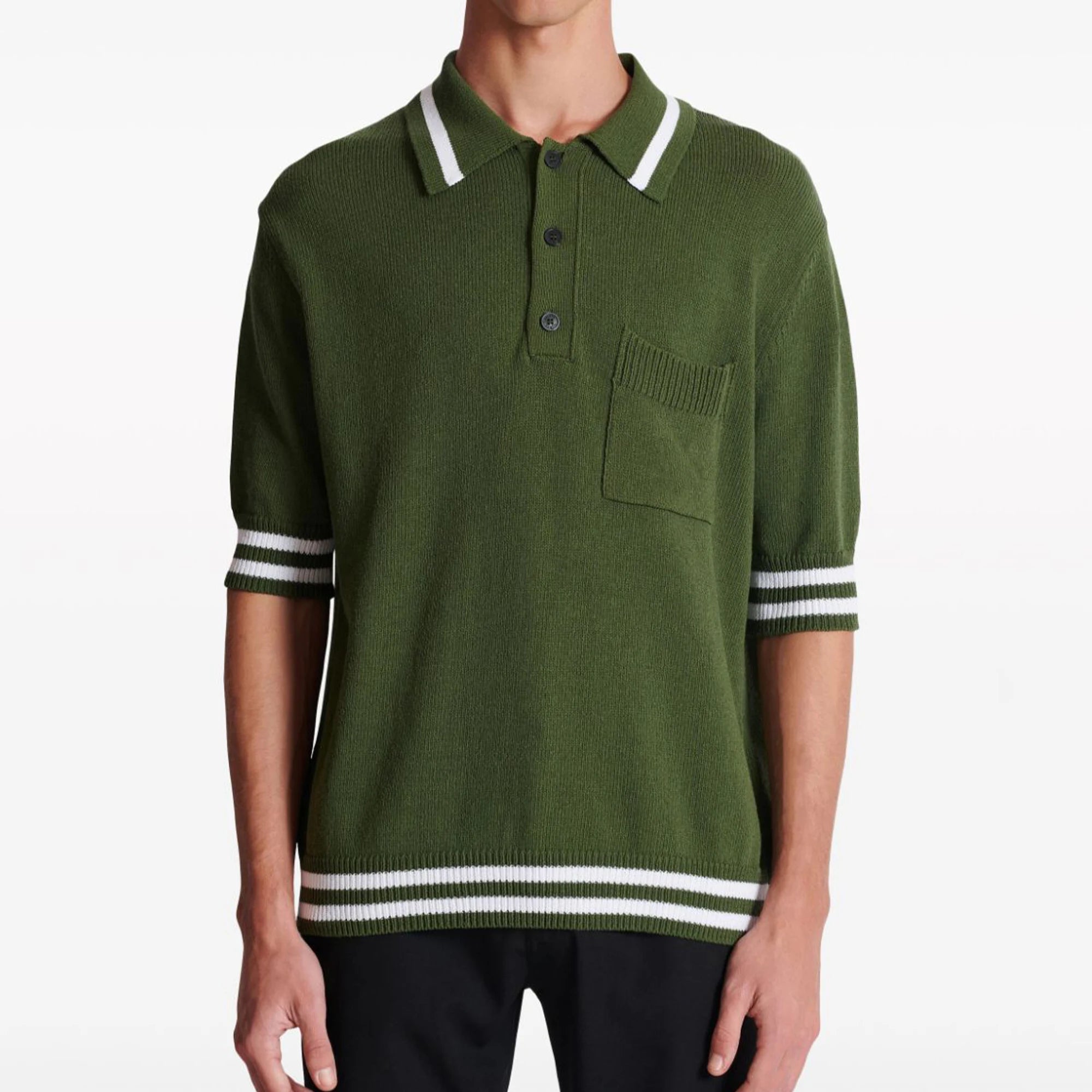 Custom Logo Oem Men Jacquard Pullover Knitwear Short Sleeve Varsity Winter Knitted Cotton Polo Neck University Sweaters Men