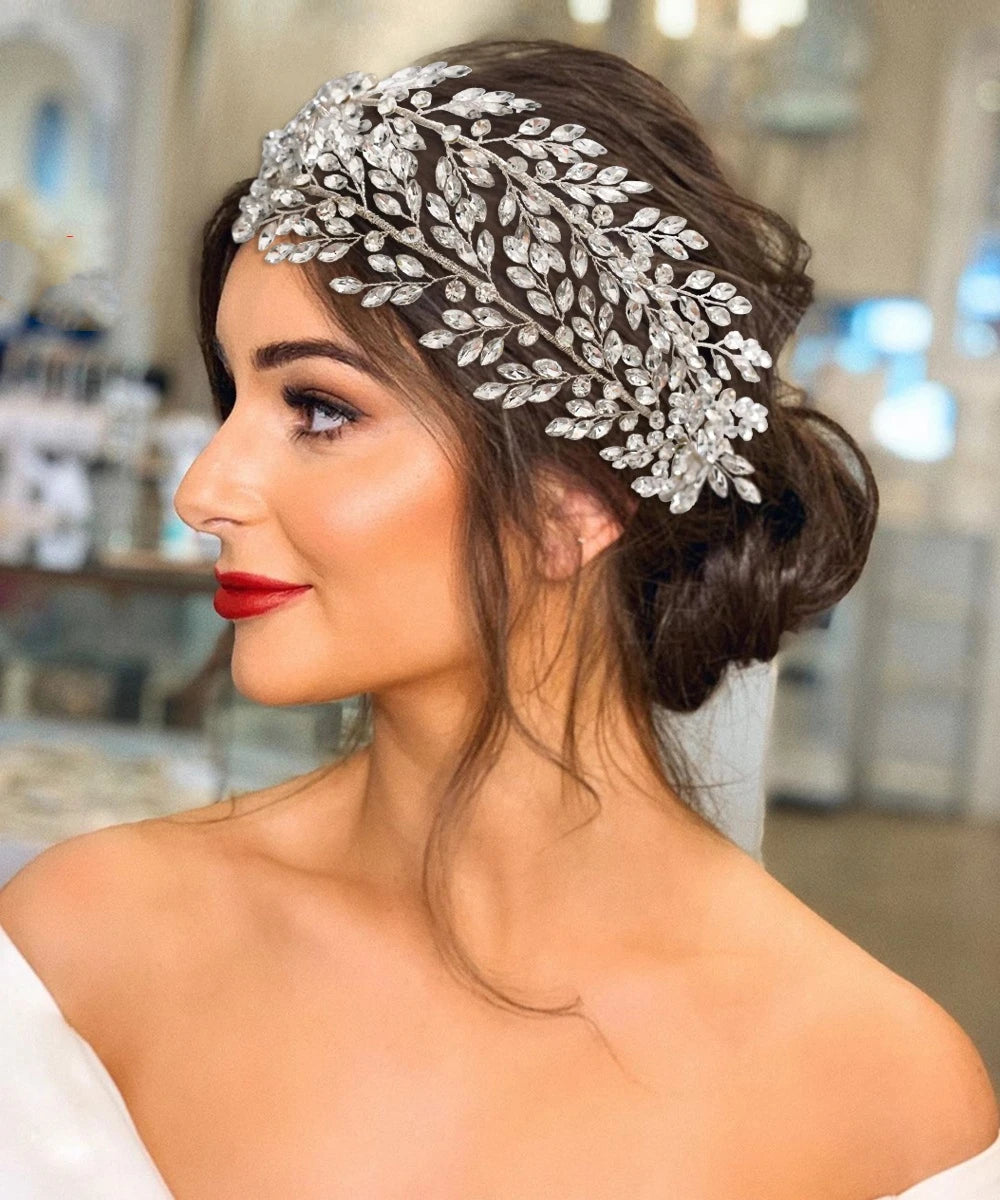 Jachon Light Luxury Bride Wedding Hair Comb Hair Accessories With Crystal Bridal Side Combs Headpiece for Women