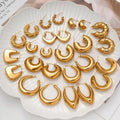 Wholesale Waterproof Hypoallergenic Stainless Steel 18k Gold Plated Water Drop Twisted C Shape Hoop Earrings for Women