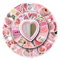 50PCS Pink Cute Cartoon Aesthetic Art Decorative Decals for Girl Gifts Preppy Sticker