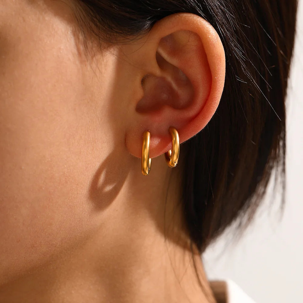 2025 Fashion Stainless Steel Hoop Earrings 18K Gold Plated Earrings Jewelry for Women Girls