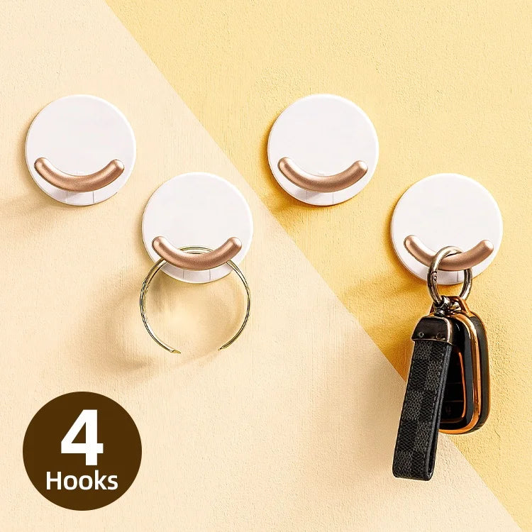 4pcs Set Self-Removable Detachable Plastic Wall Hooks Damage-Free Storage Sucker Suction Hanger Adhesive Hooks for Bathroom Use