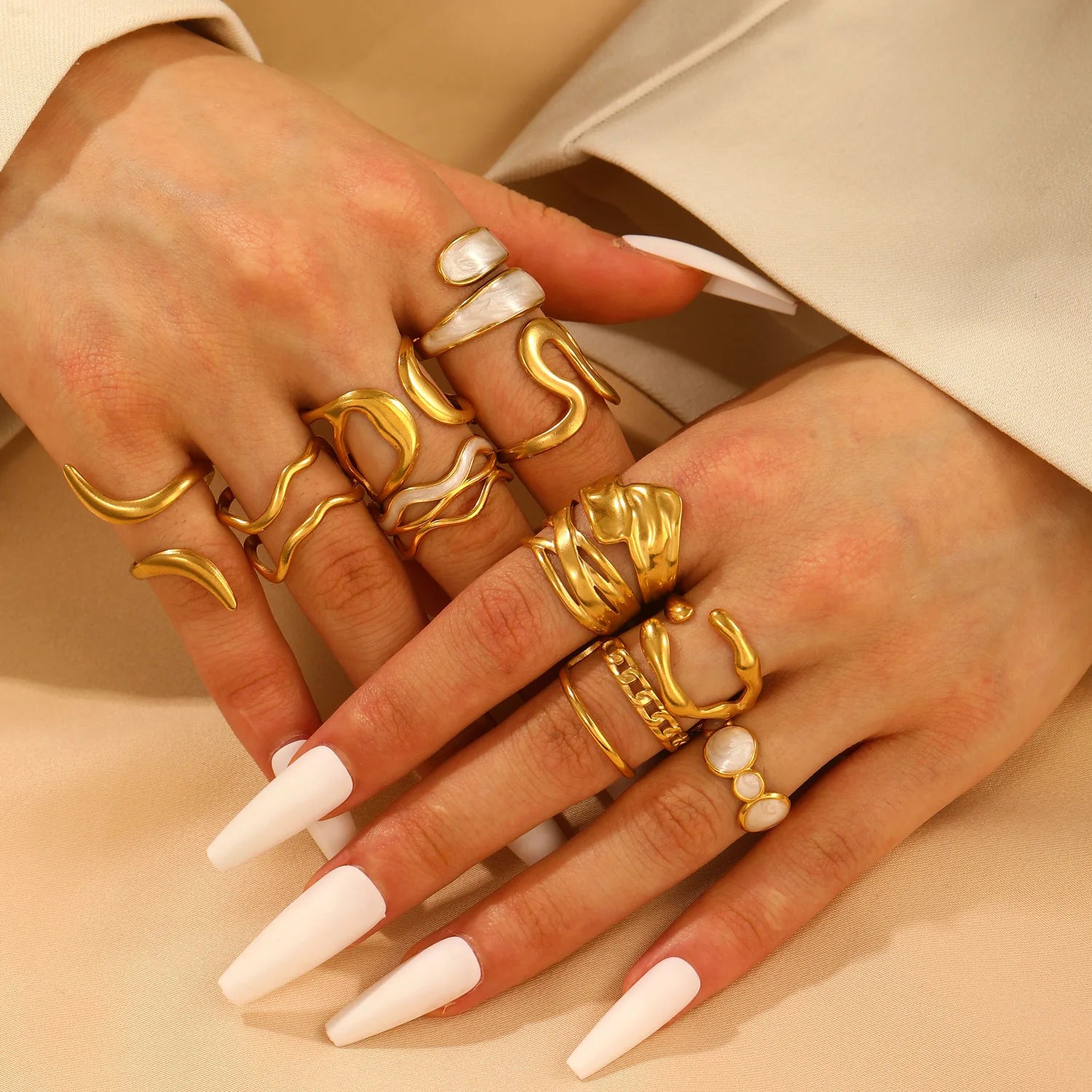 Waterproof Stainless Steel Stackable Rings for Women Trendy Lady Finger Rings Female Accessories 2025 Fashion Hand Jewelry Gift