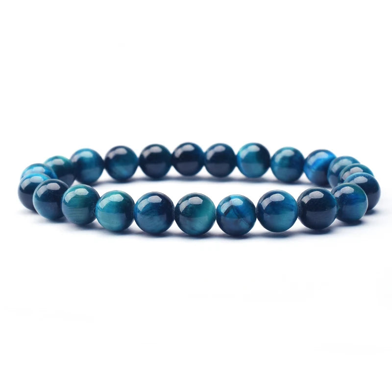 Wholesale Luxury 8mm Faceted Tiger Eye Gemstone Bead Bracelets Trendy Elastic String Jewelry for Christians