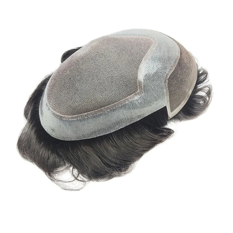 Stock VER  0.03mm Thin Skin Mono With Front  Lace Durable Natural Virgin Human Hair Men Toupee Extensions