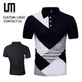 Clearance Sales Summer Men Casual T-Shirt - Comfortable Short Sleeve Turn Down Collar Patchwork Color Tee (OEM/ODM Custom)