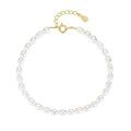 Classic Sterling Silver Wholesale Vermeil Jewelry White Freshwater Pearl Chain Bracelet