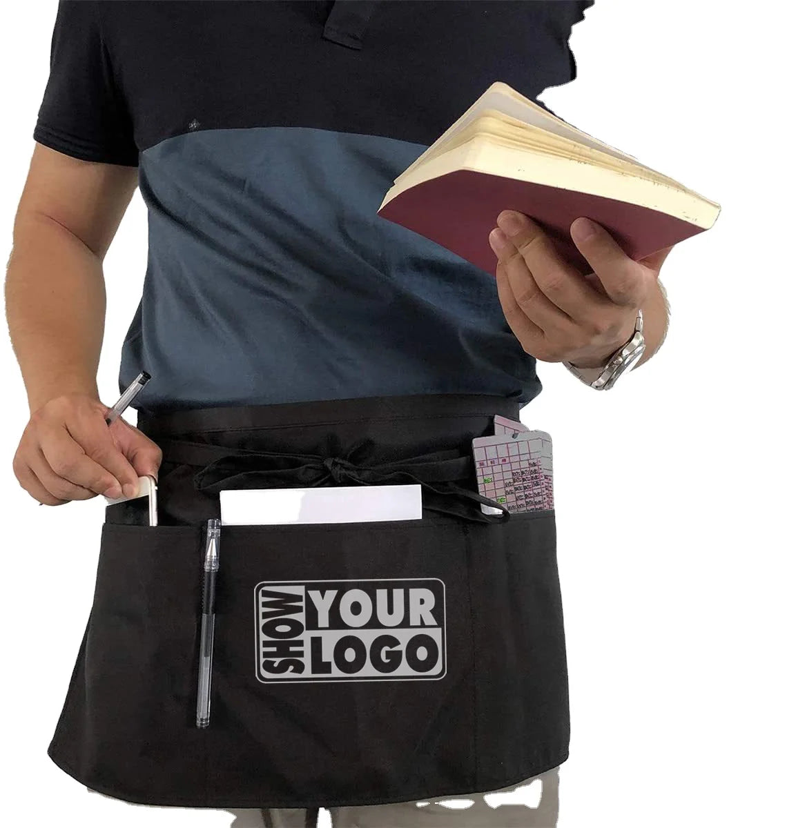 Custom Print Your logo Waist Apron for Waiter Orwaitresses Waitress Apron With Custom Brand or logo