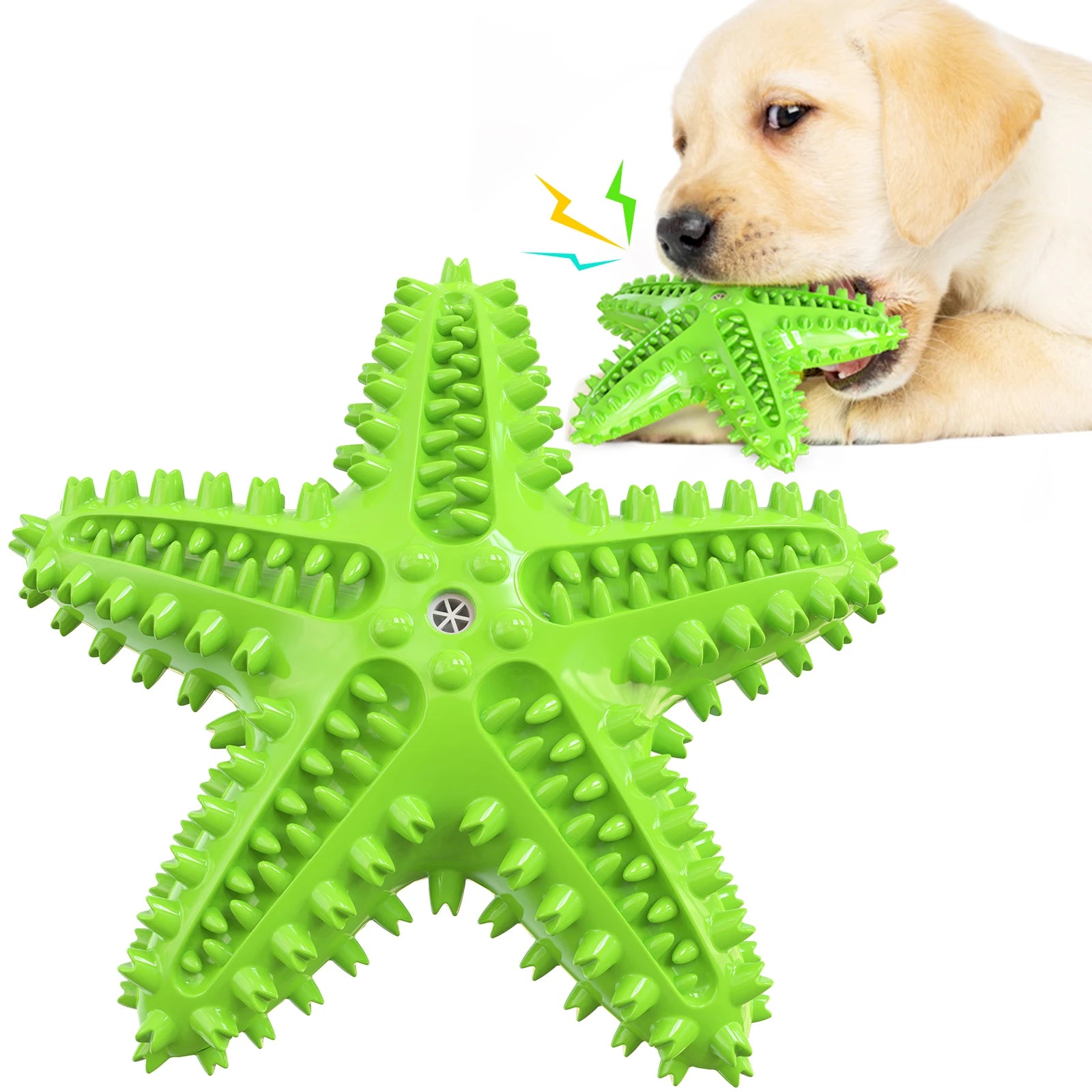 Starfish Shape Pet Dog Toothbrush Teeth Cleaning Durable TPR Rubber Dog Chew Squeak Interactive Toys for Aggressive Chewers