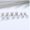 Minimalism 925 Sterling Silver Claw Setting Zircon Round Cartilage Earrings for Women Wholesale
