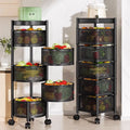 Sea Flowers Kitchen Shelving Foldable Aluminum Multi-Tier Removable Trolley Storage Rack Floor Multi-Functional Snack Vegetable