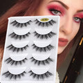 5Pairs 3D Faux Mink Hair Lashes Natural Wispy Long Cross Handmade Multilayer Reusable Thick False Eyelashes Extension