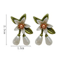 Fashion Alloy Green Color with Camellia Charm Flower Earring  Women Earrings