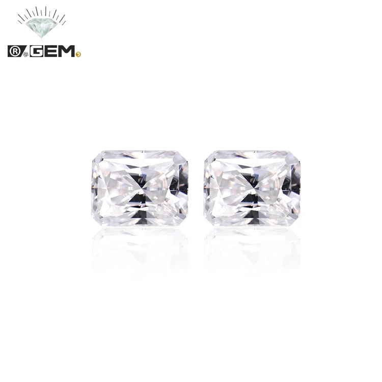 R.GEM. Factory Waist Size VVS D Color 70 Facets Rectangular Radiant Cut Gemstone Certified Diamond