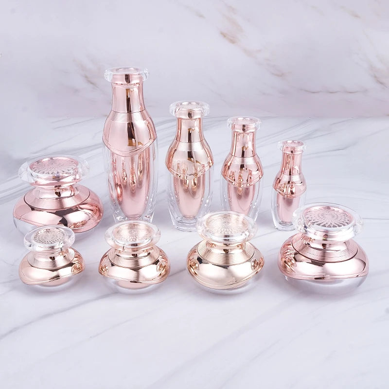 In Stock Skin Care Packaging Set 5g 15g 20g 30g 50g Pink Luxury Cosmetic Plastic Containers Acrylic Jars