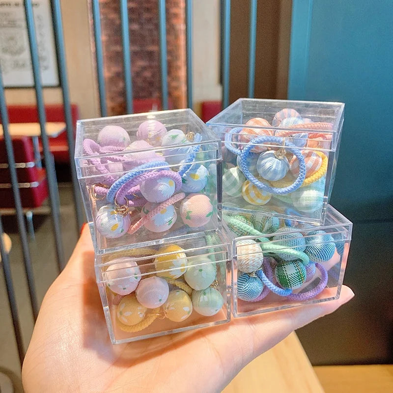 Children's Rubber Band Cute Girl Candy Color Elastic Hair Band with Box