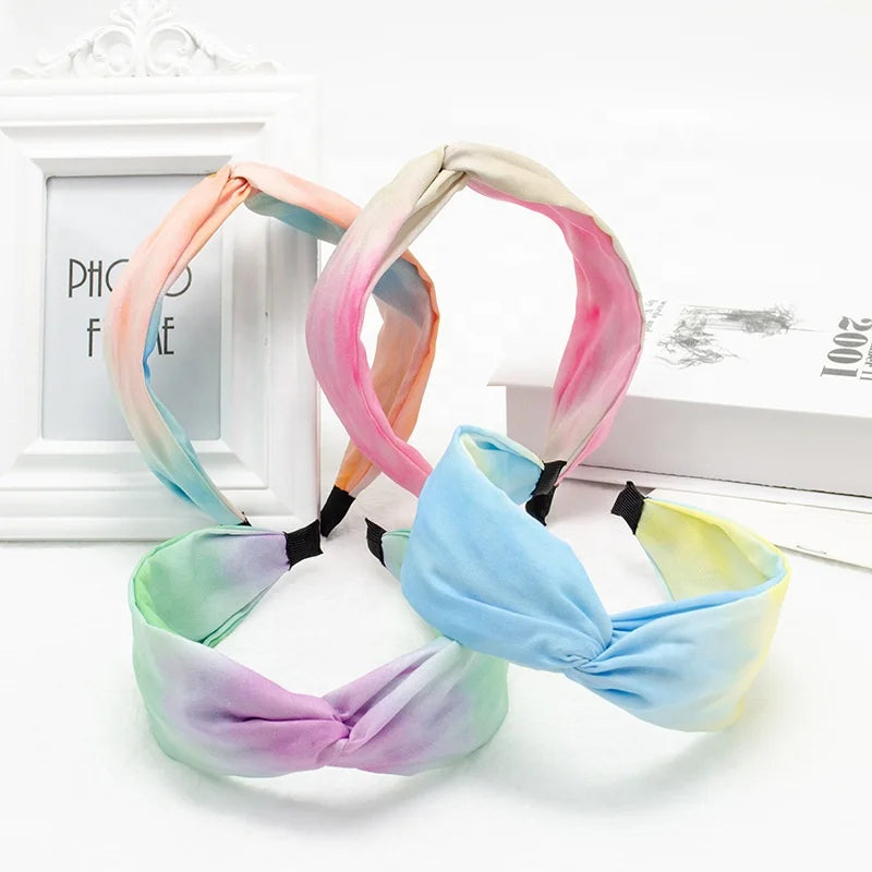 Fashion Polyester Hairbands Top Cross  Tie Dye Headband for Girls and Women