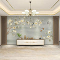Tv Background Wallpaper Magnolia Flowers And Birds Simple Landscape Living Room Bedroom Bedside Decoration Mural Wall Covering