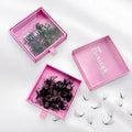 Abonnie Korean Pbt 0.05 Long Stem Loose Pro Made Volume Lash Fans 16D 20D Pointy Base Loose Lash Trays Mink Speed Promade Fans