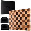 Customized Logo Eco-friendly Solid Acacia Wood End Grain Rectangle Reversible Cutting Board 1.5cm Thick Juice Groove Block