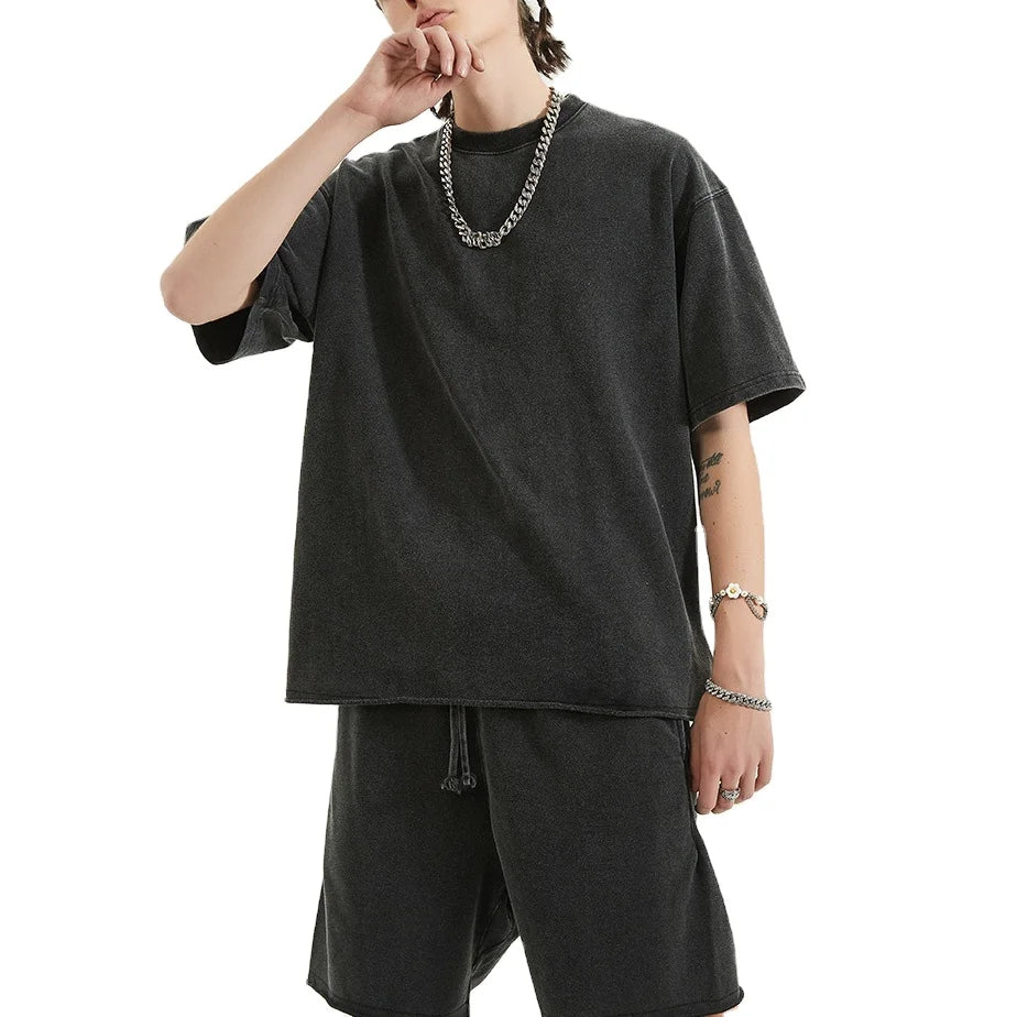 Summer Street Wear Drop Shoulder Vintage Oversized Tshirt 100% Cotton Hemp Tshirt